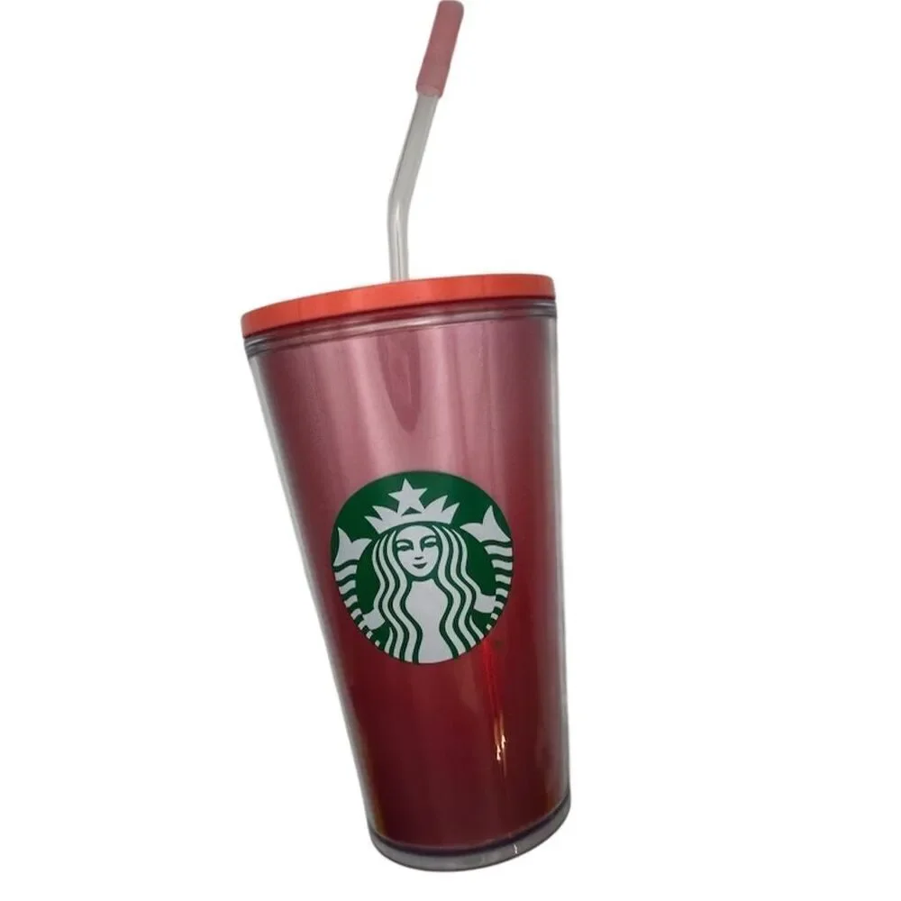 Starbucks 2019 Winter Holographic Cold Cup Tumbler Red Pink